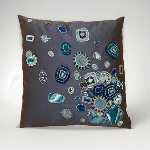 $1200 Missoni Silk Embroidered Throw Pillow 16 Inch Patin Cushion 16x16